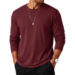 imageMAGCOMSEN Mens Long Sleeve Tee Shirts Lightweight Moisture Wicking Casual Comfort Crewneck Plain Long Sleeve ShirtsWinered