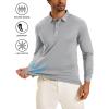 imageMAGCOMSEN Mens Polo Shirts Long Sleeve Golf Shirt Performance Quick Dry Moisture Wicking Casual Collared ShirtsLightgrey