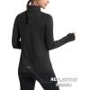 imageMAGCOMSEN Quarter Zip Pullover Women Fleece Shirt Thermal Long Sleeve Athletic Running Tops Thumb HoleBlack
