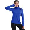 imageMAGCOMSEN Quarter Zip Pullover Women Fleece Shirt Thermal Long Sleeve Athletic Running Tops Thumb HoleColoured Blue