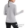 imageMAGCOMSEN Quarter Zip Pullover Women Fleece Shirt Thermal Long Sleeve Athletic Running Tops Thumb HoleLight Grey