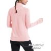 imageMAGCOMSEN Quarter Zip Pullover Women Fleece Shirt Thermal Long Sleeve Athletic Running Tops Thumb HoleLight Pink