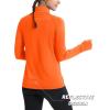 imageMAGCOMSEN Quarter Zip Pullover Women Fleece Shirt Thermal Long Sleeve Athletic Running Tops Thumb HoleOrange