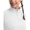 imageMAGCOMSEN Quarter Zip Pullover Women Fleece Shirt Thermal Long Sleeve Athletic Running Tops Thumb HoleWhite