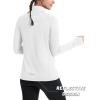 imageMAGCOMSEN Quarter Zip Pullover Women Fleece Shirt Thermal Long Sleeve Athletic Running Tops Thumb HoleWhite