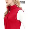 imageMAGCOMSEN Womens Fleece Vest Outerwear Sleeveless Lightweight Zip Jacket Warm Soft Hiking Running Vest Zipper PocketsRed