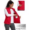 imageMAGCOMSEN Womens Fleece Vest Outerwear Sleeveless Lightweight Zip Jacket Warm Soft Hiking Running Vest Zipper PocketsRed