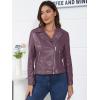 imageMAGCOMSEN Womens Leather Casual Jacket Lightweight Faux Leather Fall Spring Biker Vintage JacketsPurple