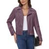 imageMAGCOMSEN Womens Leather Casual Jacket Lightweight Faux Leather Fall Spring Biker Vintage JacketsPurple