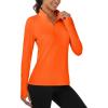imageMAGCOMSEN Quarter Zip Pullover Women Fleece Shirt Thermal Long Sleeve Athletic Running Tops Thumb HoleOrange