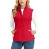 imageMAGCOMSEN Womens Fleece Vest Outerwear Sleeveless Lightweight Zip Jacket Warm Soft Hiking Running Vest Zipper PocketsRed