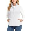 imageMAGCOMSEN Womens Fleece Vest Outerwear Sleeveless Lightweight Zip Jacket Warm Soft Hiking Running Vest Zipper PocketsWhite