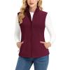 imageMAGCOMSEN Womens Fleece Vest Outerwear Sleeveless Lightweight Zip Jacket Warm Soft Hiking Running Vest Zipper PocketsWine Red