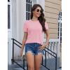 imageMAGCOMSEN Cotton Short Sleeve Shirts for Women Crew Neck T Shirts UPF50 Trendy Casual Summer Tops Basic TeeLight Pink