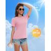imageMAGCOMSEN Cotton Short Sleeve Shirts for Women Crew Neck T Shirts UPF50 Trendy Casual Summer Tops Basic TeeLight Pink