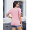 imageMAGCOMSEN Cotton Short Sleeve Shirts for Women Crew Neck T Shirts UPF50 Trendy Casual Summer Tops Basic TeeLight Pink