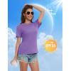 imageMAGCOMSEN Cotton Short Sleeve Shirts for Women Crew Neck T Shirts UPF50 Trendy Casual Summer Tops Basic TeeLight Purple