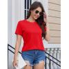 imageMAGCOMSEN Cotton Short Sleeve Shirts for Women Crew Neck T Shirts UPF50 Trendy Casual Summer Tops Basic TeeTomato Red