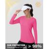 imageMAGCOMSEN SPF Shirts for Women Long Sleeve Quick Dry Lightweight TShirts Athletic Running Hiking Workout TopsRosy Red