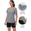 imageMAGCOMSEN Womens Cotton T Shirt VNeck Short Sleeve Shirt ClassicFit Casual Breathable Tee Summer Basic TopsLight Grey