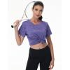imageMAGCOMSEN Womens Cotton TShirts ShortSleeve Shirts CrewNeck Tops ClassicFit Breathable Casual Summer TeesViolet