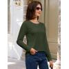 imageMAGCOMSEN Womens LongSleeve CrewNeck Cotton TShirt ClassicFit Shirt Soft Breathable Casual Tee Basic TopsZarmy Green