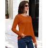imageMAGCOMSEN Womens LongSleeve CrewNeck Cotton TShirt ClassicFit Shirt Soft Breathable Casual Tee Basic TopsZdeep Orange