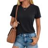 imageMAGCOMSEN Cotton Short Sleeve Shirts for Women Crew Neck T Shirts UPF50 Trendy Casual Summer Tops Basic TeeBlack