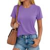 imageMAGCOMSEN Cotton Short Sleeve Shirts for Women Crew Neck T Shirts UPF50 Trendy Casual Summer Tops Basic TeeLight Purple
