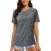 imageMAGCOMSEN Womens Cotton TShirts ShortSleeve Shirts CrewNeck Tops ClassicFit Breathable Casual Summer TeesDark Grey
