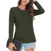 imageMAGCOMSEN Womens LongSleeve CrewNeck Cotton TShirt ClassicFit Shirt Soft Breathable Casual Tee Basic TopsZarmy Green