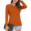 imageMAGCOMSEN Womens LongSleeve CrewNeck Cotton TShirt ClassicFit Shirt Soft Breathable Casual Tee Basic TopsZdeep Orange