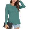 imageMAGCOMSEN Womens LongSleeve CrewNeck Cotton TShirt ClassicFit Shirt Soft Breathable Casual Tee Basic TopsZgray Green