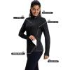 imageMAGCOMSEN Womens Quarter Zip Fleece Pullover Thermal Shirts with Zip Pocket Workout Running Tops Thumb HolesBlack