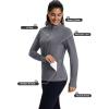 imageMAGCOMSEN Womens Quarter Zip Fleece Pullover Thermal Shirts with Zip Pocket Workout Running Tops Thumb HolesDark Grey