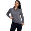 imageMAGCOMSEN Womens Quarter Zip Fleece Pullover Thermal Shirts with Zip Pocket Workout Running Tops Thumb HolesDark Grey