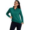 imageMAGCOMSEN Womens Quarter Zip Fleece Pullover Thermal Shirts with Zip Pocket Workout Running Tops Thumb HolesGreen