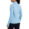 imageMAGCOMSEN Womens Quarter Zip Fleece Pullover Thermal Shirts with Zip Pocket Workout Running Tops Thumb HolesLsblue
