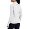 imageMAGCOMSEN Womens Quarter Zip Fleece Pullover Thermal Shirts with Zip Pocket Workout Running Tops Thumb HolesWhite