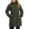 imageMAGCOMSEN Womens Long Winter Quilted Puffer Jackets Lightweight Warm Insulated Coat Waterproof Outwear Parkas with HoodArmy Green