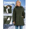 imageMAGCOMSEN Womens Long Winter Quilted Puffer Jackets Lightweight Warm Insulated Coat Waterproof Outwear Parkas with HoodArmy Green
