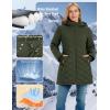imageMAGCOMSEN Womens Long Winter Quilted Puffer Jackets Lightweight Warm Insulated Coat Waterproof Outwear Parkas with HoodArmy Green