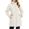 imageMAGCOMSEN Womens Long Winter Quilted Puffer Jackets Lightweight Warm Insulated Coat Waterproof Outwear Parkas with HoodBeige