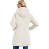 imageMAGCOMSEN Womens Long Winter Quilted Puffer Jackets Lightweight Warm Insulated Coat Waterproof Outwear Parkas with HoodBeige
