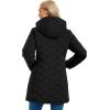 imageMAGCOMSEN Womens Long Winter Quilted Puffer Jackets Lightweight Warm Insulated Coat Waterproof Outwear Parkas with HoodBlack