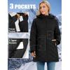 imageMAGCOMSEN Womens Long Winter Quilted Puffer Jackets Lightweight Warm Insulated Coat Waterproof Outwear Parkas with HoodBlack