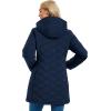 imageMAGCOMSEN Womens Long Winter Quilted Puffer Jackets Lightweight Warm Insulated Coat Waterproof Outwear Parkas with HoodNavy