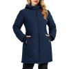 imageMAGCOMSEN Womens Long Winter Quilted Puffer Jackets Lightweight Warm Insulated Coat Waterproof Outwear Parkas with HoodNavy