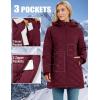 imageMAGCOMSEN Womens Long Winter Quilted Puffer Jackets Lightweight Warm Insulated Coat Waterproof Outwear Parkas with HoodWine Red