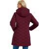 imageMAGCOMSEN Womens Long Winter Quilted Puffer Jackets Lightweight Warm Insulated Coat Waterproof Outwear Parkas with HoodWine Red